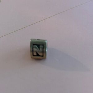 RETIRED Genuine Pandora Silver Charm with Letter N